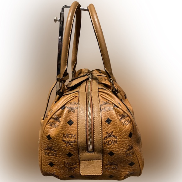 AUTHENTIC EUC MCM Visetos Cognac Coated Canvas & Leather Bag - Picture 7 of 15